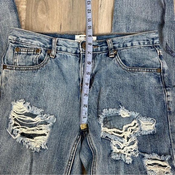 ❄️ ONE Teaspoon Awesome Baggies Tapered Rolled Cuffs Distressed Jeans - Picture 9 of 10
